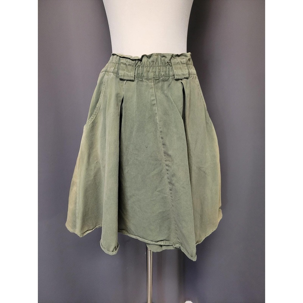 Airport Skirt Olive Green Vintage 90s Cotton Garment‎ Dyed Cargo Utility Small